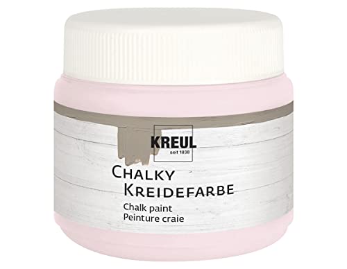 KREUL 75313 - Chalky Kreidefarbe, Mademoiselle Rosé in 150 ml Kunststoffdose, sanft - matte Farbe, cremig deckend, schnelltrocknend, für Effekte im Used Look von Kreul