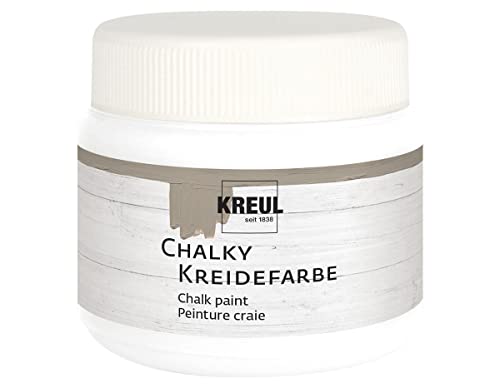 KREUL 75323 - Chalky Kreidefarbe, Snow White in 150 ml Kunststoffdose, sanft - matte Farbe, cremig deckend, schnelltrocknend, für Effekte im Used Look von Kreul