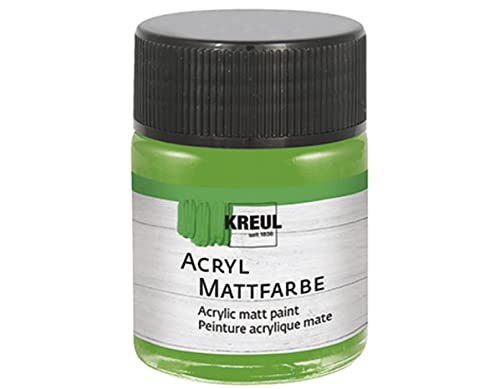 KREUL 75510 - Acryl Mattfarbe, hellgrün im 50 ml Glas, cremig deckende, schnelltrocknende Farbe auf Wasserbasis, für viele verschiedene Untergründe geeignet von Kreul