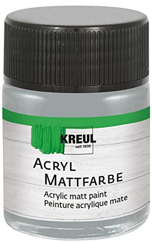 KREUL 75527 - Acryl Mattfarbe, blaugrau im 50 ml Glas, cremig deckende, schnelltrocknende Farbe auf Wasserbasis, für viele verschiedene Untergründe geeignet von Kreul