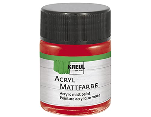 KREUL 75572 - Acryl Mattfarbe, dunkelrot im 50 ml Glas, cremig deckende, schnelltrocknende Farbe auf Wasserbasis, für viele verschiedene Untergründe geeignet von Kreul