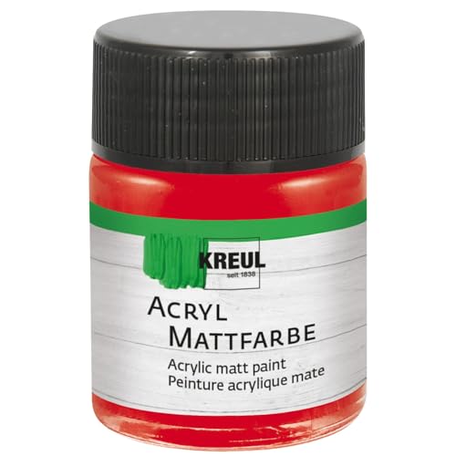 KREUL 75572 - Acryl Mattfarbe, dunkelrot im 50 ml Glas, cremig deckende, schnelltrocknende Farbe auf Wasserbasis, für viele verschiedene Untergründe geeignet von Kreul