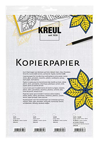 KREUL 7589 - Kopierpapier zum Übertragen von Motiven auf dunkle Untergrüne, 10 Blatt weiß, ca. 30 x 42 cm von Kreul