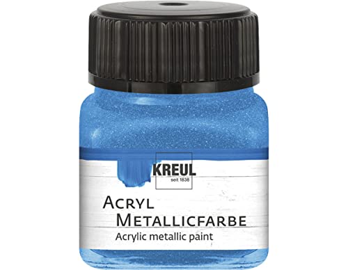 KREUL 77275 - Acryl Metallicfarbe, 20 ml Glas in blau, glamouröse Acrylfarbe mit Metalliceffekt auf Wasserbasis, cremig deckend, schnelltrocknend und wasserfest KREUL 77275 - Acryl Metallicfarbe, 20 ml Glas in blau, glamouröse Acrylfarbe mit Metalliceffekt auf Wasserbasis, cremig deckend, schnelltrocknend und wasserfest von Kreul
