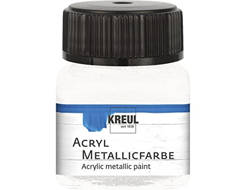 KREUL 77279 - Acryl Metallicfarbe, 20 ml Glas in perlmutt-weiß, glamouröse Acrylfarbe mit Metalliceffekt auf Wasserbasis, cremig deckend, schnelltrocknend und wasserfest von Kreul