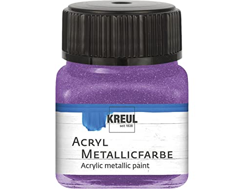 KREUL 77281 - Acryl Metallicfarbe, 20 ml Glas in flieder, glamouröse Acrylfarbe mit Metalliceffekt auf Wasserbasis, cremig deckend, schnelltrocknend und wasserfest von Kreul