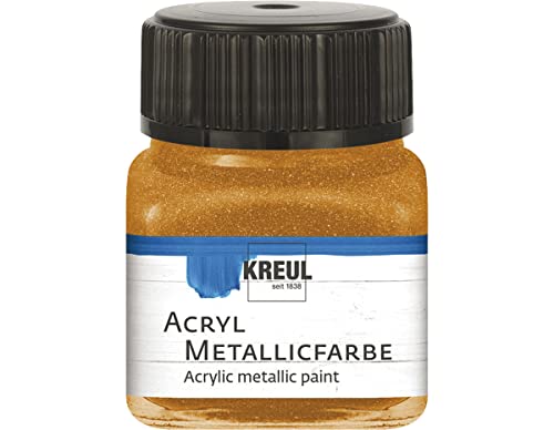 KREUL 77283 - Acryl Metallicfarbe, 20 ml Glas in goldbronze, glamouröse Acrylfarbe mit Metalliceffekt auf Wasserbasis, cremig deckend, schnelltrocknend und wasserfest von Kreul