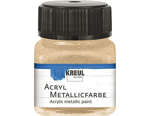 KREUL 77284 - Acryl Metallicfarbe, 20 ml Glas in champagner, glamouröse Acrylfarbe mit Metalliceffekt auf Wasserbasis, cremig deckend, schnelltrocknend und wasserfest von Kreul