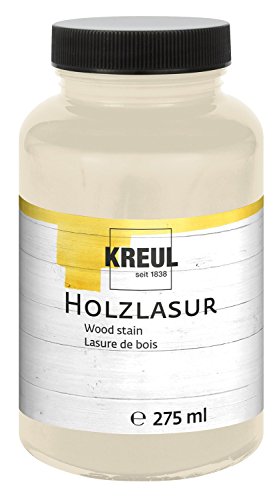 KREUL 78201 - Farbintensive Acryl Holzlasur, 275 ml Kunststoffglas in weiß, für unbehandeltes, natürliches Holz und saugende Naturpapiere, fließend - flüssige Farbe auf Wasserbasis von Kreul