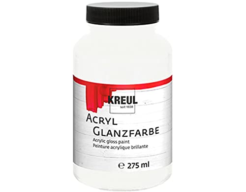 KREUL 79001 - Acryl Glanzfarbe, 275 ml Kunststoffglas in weiß, glänzend-glatte Acrylfarbe zum Anmalen und Basteln, auf Wasserbasis, speichelecht, schnelltrocknend und deckend von Kreul