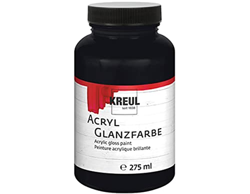 KREUL 79012 - Acryl Glanzfarbe, 275 ml Kunststoffglas in schwarz, glänzend-glatte Acrylfarbe zum Anmalen und Basteln, auf Wasserbasis, speichelecht, schnelltrocknend und deckend von Kreul