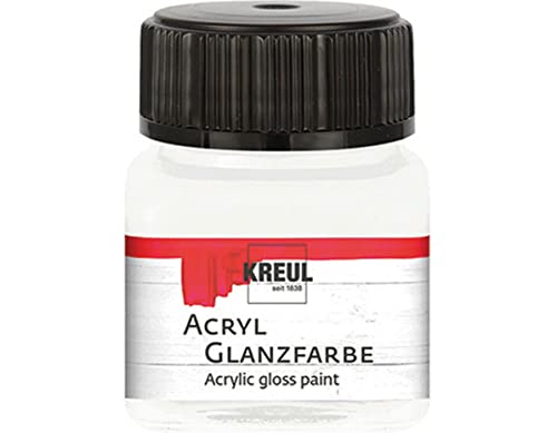 KREUL 79201 - Acryl Glanzfarbe, 20 ml Glas in weiß, glänzend-glatte Acrylfarbe zum Anmalen und Basteln, auf Wasserbasis, speichelecht, schnelltrocknend und deckend von Kreul