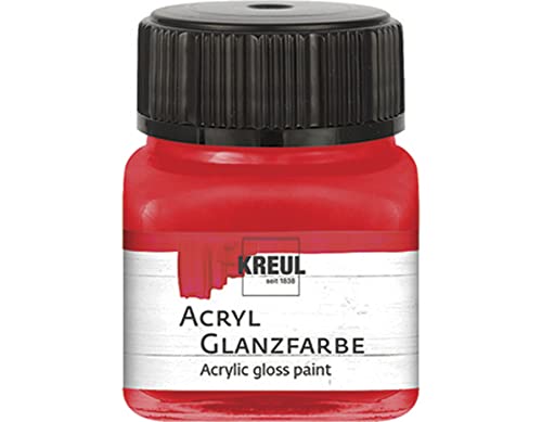 KREUL 79205 - Acryl Glanzfarbe, 20 ml Glas in rot, glänzend-glatte Acrylfarbe zum Anmalen und Basteln, auf Wasserbasis, speichelecht, schnelltrocknend und deckend von Kreul