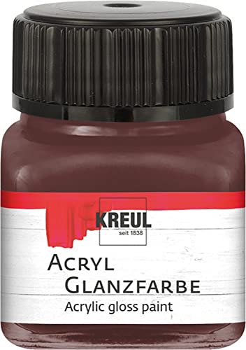 KREUL 79211 - Acryl Glanzfarbe, 20 ml Glas in dunkelbraun, glänzend-glatte Acrylfarbe zum Anmalen und Basteln, auf Wasserbasis, speichelecht, schnelltrocknend und deckend von Kreul