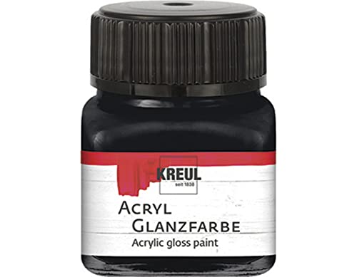 Kreul 79212 - Acryl Glanzfarbe, 20 ml Glas in schwarz, glänzend-glatte Acrylfarbe zum Anmalen und Basteln, auf Wasserbasis, speichelecht, schnelltrocknend und deckend von Kreul
