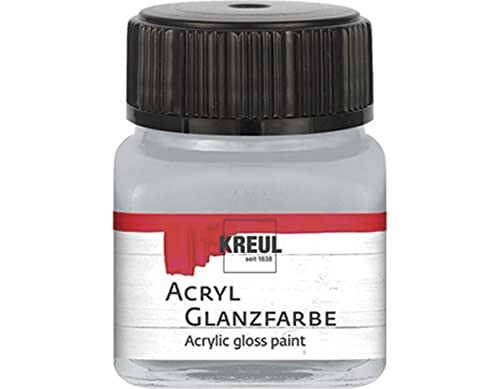 KREUL 79216 - Acryl Glanzfarbe, 20 ml Glas in silber, glänzend-glatte Acrylfarbe zum Anmalen und Basteln, auf Wasserbasis, speichelecht, schnelltrocknend und deckend von Kreul