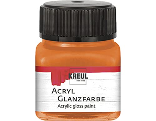 KREUL 79224 - Acryl Glanzfarbe, 20 ml Glas in orange, glänzend-glatte Acrylfarbe zum Anmalen und Basteln, auf Wasserbasis, speichelecht, schnelltrocknend und deckend von Kreul