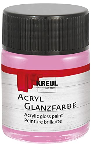 KREUL 79506 - Acryl Glanzfarbe, 50 ml Glas in rosé, glänzend-glatte Acrylfarbe zum Anmalen und Basteln, auf Wasserbasis, speichelecht, schnelltrocknend und deckend von Kreul