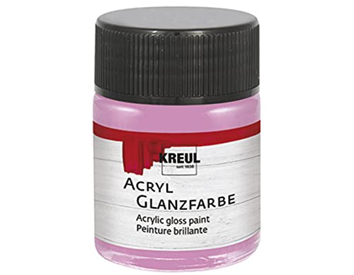 KREUL 79506 - Acryl Glanzfarbe, 50 ml Glas in rosé, glänzend-glatte Acrylfarbe zum Anmalen und Basteln, auf Wasserbasis, speichelecht, schnelltrocknend und deckend von Kreul