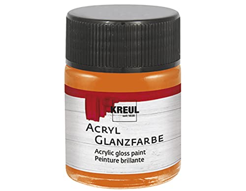 KREUL 79524 - Acryl Glanzfarbe, 50 ml Glas in orange, glänzend-glatte Acrylfarbe zum Anmalen und Basteln, auf Wasserbasis, speichelecht, schnelltrocknend und deckend von Kreul