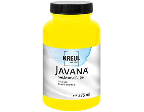KREUL 8101-275 - Javana Seidenmalfarbe 275 ml, gelb, hochpigmentierte und brillante Farbe auf Wasserbasis, mit fließend flüssigem Charakter, dringt tief in die Fasern ein von Kreul