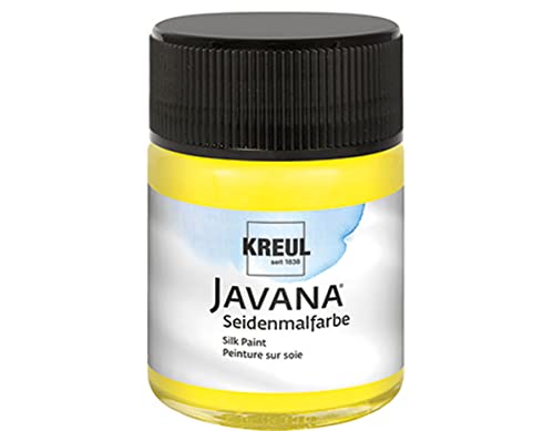 KREUL 8101 - Javana Seidenmalfarbe im 50 ml Glas, gelb, hochpigmentierte und brillante Farbe auf Wasserbasis, mit fließend flüssigem Charakter, dringt tief in die Fasern ein von Kreul