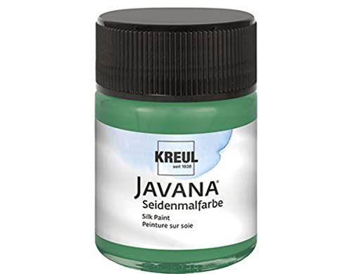 KREUL 8112 - Javana Seidenmalfarbe im 50 ml Glas, dunkelgrün, hochpigmentierte und brillante Farbe auf Wasserbasis, mit fließend flüssigem Charakter, dringt tief in die Fasern ein von Kreul