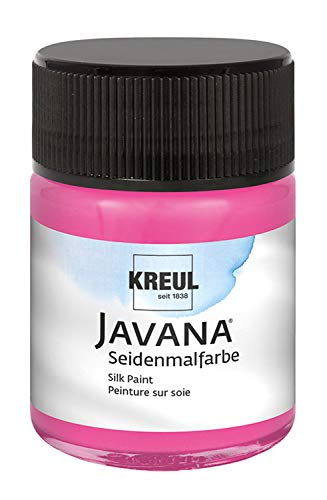 Kreul 8114 - Javana Seidenmalfarbe im 50 ml Glas, pink, hochpigmentierte und brillante Farbe auf Wasserbasis, mit fließend flüssigem Charakter, dringt tief in die Fasern ein von Kreul