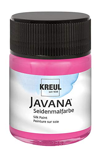 KREUL 8114 - Javana Seidenmalfarbe im 50 ml Glas, pink, hochpigmentierte und brillante Farbe auf Wasserbasis, mit fließend flüssigem Charakter, dringt tief in die Fasern ein von Kreul