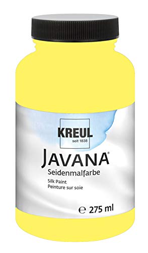 KREUL 8121-275 - Javana Seidenmalfarbe 275 ml, zitronengelb, hochpigmentierte und brillante Farbe auf Wasserbasis, mit fließend flüssigem Charakter, dringt tief in die Fasern ein von Kreul