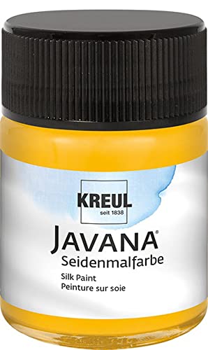 KREUL 8122 - Javana Seidenmalfarbe im 50 ml Glas, sonnengelb, hochpigmentierte und brillante Farbe auf Wasserbasis, mit fließend flüssigem Charakter, dringt tief in die Fasern ein von Kreul