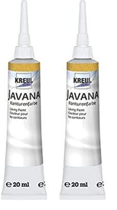 Kreul 813520 - Javana Seidenmalerei Konturenfarbe für Stoffe mit Perlglanzeffekt, 20 ml Tube mit Feinspritzdüse, gold (Packung mit 2) von Kreul