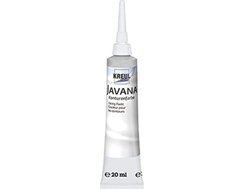 KREUL 813620 - Javana Seidenmalerei Konturenfarbe für Stoffe mit Perlglanzeffekt, 20 ml Tube mit Feinspritzdüse, silber von Kreul