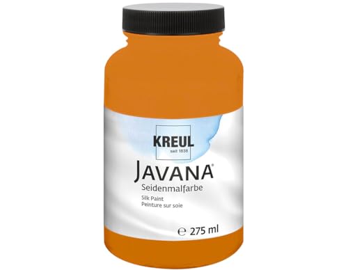 Kreul 8146-275 - Javana Seidenmalfarbe 275 ml, leuchtorange, hochpigmentierte und brillante Farbe auf Wasserbasis, mit fließend flüssigem Charakter, dringt tief in die Fasern ein von Kreul