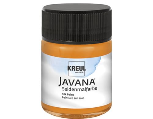 Kreul 8146 - Javana Seidenmalfarbe im 50 ml Glas, leuchtorange, hochpigmentierte und brillante Farbe auf Wasserbasis, mit fließend flüssigem Charakter, dringt tief in die Fasern ein von Kreul