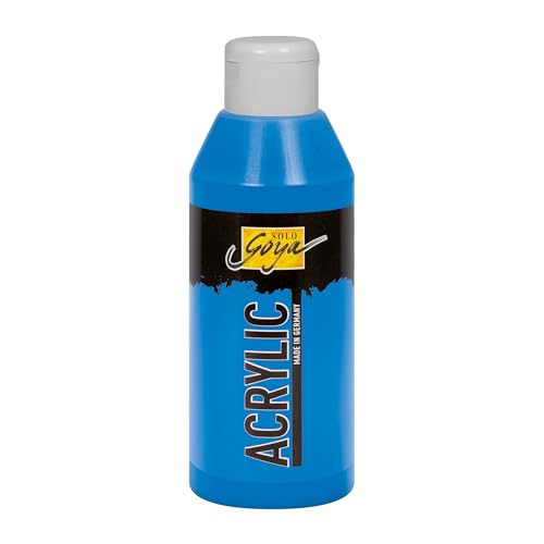 KREUL 84212 - Solo Goya Acrylic primärblau, 250 ml Flasche, cremige vielseitig einsetzbare Acrylfarbe in Studienqualität, auf Wasserbasis, schnell und matt trocknend, gut deckend, wasserfest von Kreul