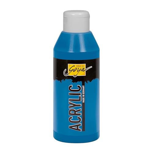 KREUL 84213 - Solo Goya Acrylic coelinblau, 250 ml Flasche, cremige vielseitig einsetzbare Acrylfarbe in Studienqualität, auf Wasserbasis, schnell und matt trocknend, gut deckend, wasserfest von Kreul
