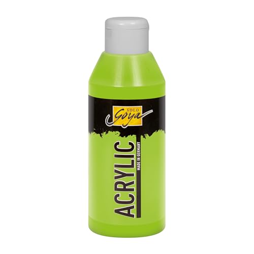 KREUL 84218 - Solo Goya Acrylic gelbgrün, 250 ml Flasche, cremige vielseitig einsetzbare Acrylfarbe in Studienqualität, auf Wasserbasis, schnell und matt trocknend, gut deckend, wasserfest von Kreul