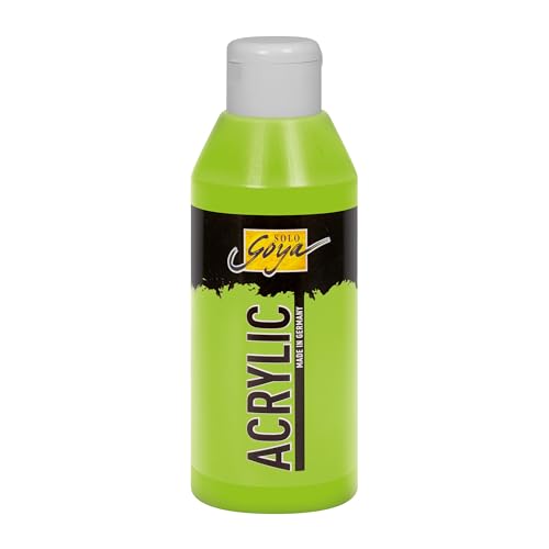 KREUL 84218 - Solo Goya Acrylic gelbgrün, 250 ml Flasche, cremige vielseitig einsetzbare Acrylfarbe in Studienqualität, auf Wasserbasis, schnell und matt trocknend, gut deckend, wasserfest von Kreul