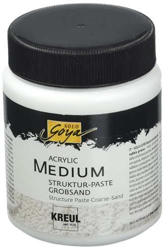 KREUL 85605 - Solo Goya Acrylic Medium, weiß, 250 ml Dose, Strukturpaste Grobsand, pastose Spachtelmasse, mit grobkörniger sandartiger Oberflächenstruktur, einfärb- und übermalbar von Kreul