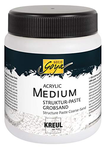 KREUL 85610 - Solo Goya Acrylic Medium, weiß, 1000 ml Dose, Strukturpaste Grobsand, pastose Spachtelmasse, mit grobkörniger sandartiger Oberflächenstruktur, einfärb- und übermalbar von Kreul