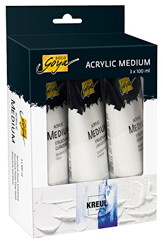 KREUL 85930 - Solo Goya Acrylic Medium Set, 3 x 100 ml Tube, Strukturpasten Universal und Feinsand und Strukturgel glänzend, zur plastischen Oberflächengestaltung von Kreul