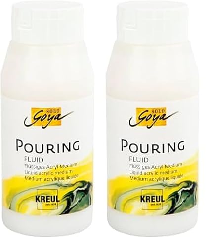 Kreul 87210 - Solo Goya Pouring Fluid, 750 ml Flasche, flüssiges Acrylmedium für Gieß- und Fließtechniken, auf Wasserbasis, optimiert das Fließverhalten von Acrylfarben (Packung mit 2) von Kreul