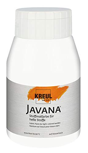 KREUL 90511 - Javana Stoffmalfarbe für helle Stoffe, 500 ml in weiß, geschmeidige Farbe auf Wasserbasis mit cremigem Charakter, dringt fasertief ein, waschecht nach Fixierung von Kreul