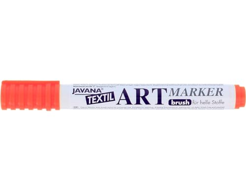 Kreul 90603 - Javana Artmarker, brillante Stoffmalstift für helle Stoffe mit universell einsetzbarer Pinselspitze ca. 1 - 3 mm, pastellrot von Kreul