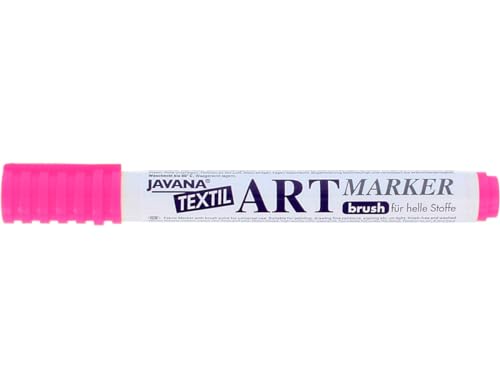 Kreul 90606 - Javana Textil Artmarker, pink, mit universell einsetzbarer Pinselspitze ca. 1 - 3 mm, brillanter Stoffmalstift für helle Stoffe von Kreul