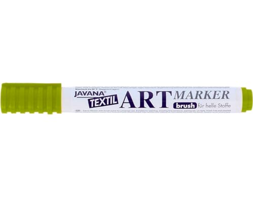 Kreul 90609 - Javana Textil Artmarker, hellgrün, mit universell einsetzbarer Pinselspitze ca. 1 - 3 mm, brillanter Stoffmalstift für helle Stoffe von Kreul