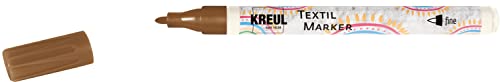 KREUL 90664 - Textil Marker fine, Braun, Strichstärke circa 1 bis 2 mm, Stoffmalstift für helle Stoffe & Textilien, waschecht nach Fixierung von Kreul