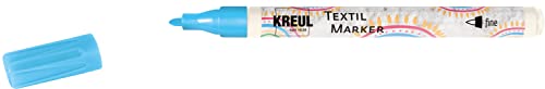 KREUL 90667 - Textil Marker fine, hellblau, mit unempfindlicher Faserspitze, Strichstärke circa 1 bis 2 mm, Stoffmalstift für helle Stoffe und Textilien, waschecht nach Fixierung von Kreul