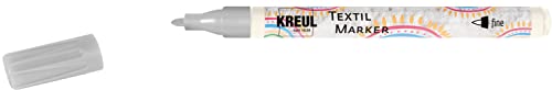 KREUL 90670 - Textil Marker fine, Grau, Strichstärke circa 1 bis 2 mm, Stoffmalstift für helle Stoffe & Textilien, waschecht nach Fixierung von Kreul